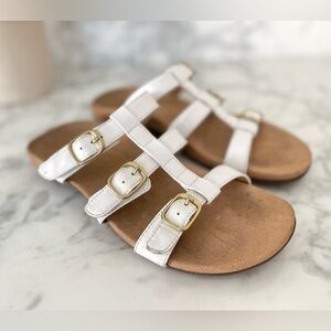 Vionic Misa White Patent Strappy Gladiator Sandals Size 8 Comfort Adjustable